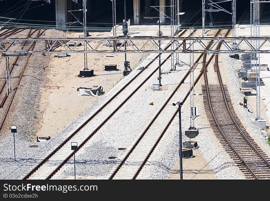 Confusing railway tracks at day