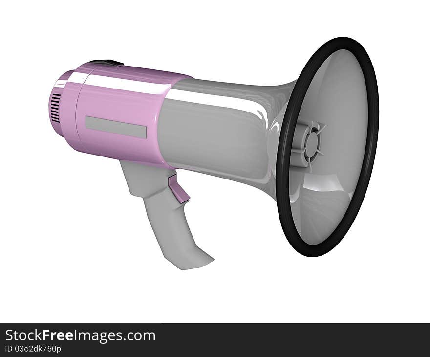 Pink megaphone isolated on white background