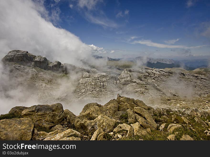 Clouds and mist in pyrenees. Clouds and mist in pyrenees