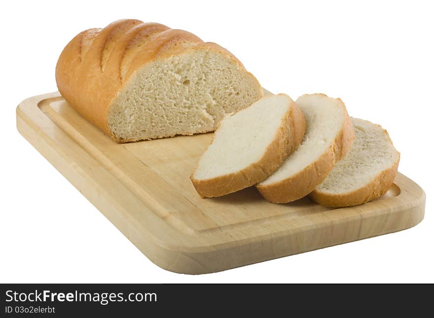 Sliced loaf of bread on the cutting board