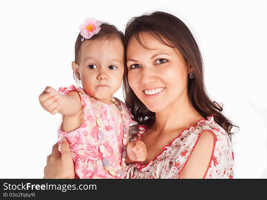 Cute mom and daughter