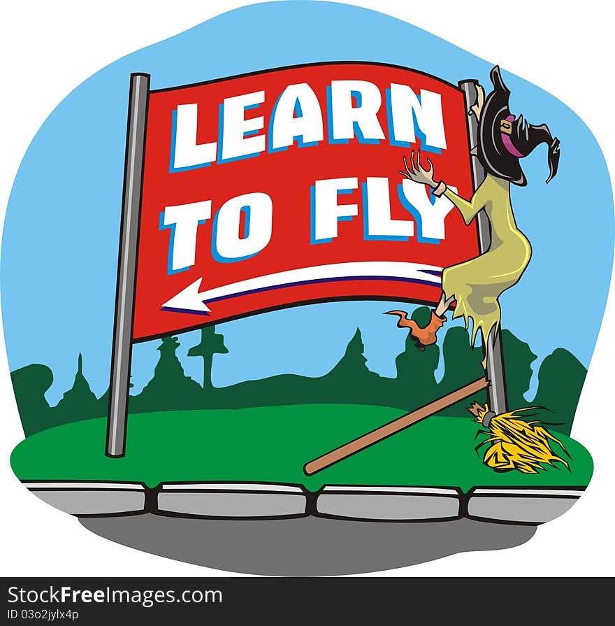 Road accident, fly on a broom, ugly witch,. Road accident, fly on a broom, ugly witch,