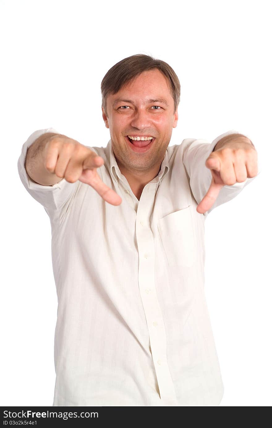 Portrait of a cute young man posing on white. Portrait of a cute young man posing on white