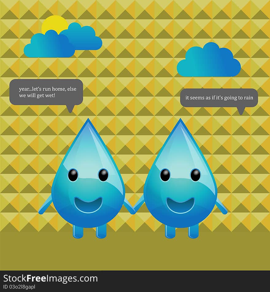 Character Design Water Drops Conversation