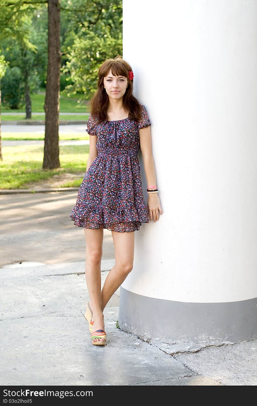 Girl walking outdoor in park. Girl walking outdoor in park