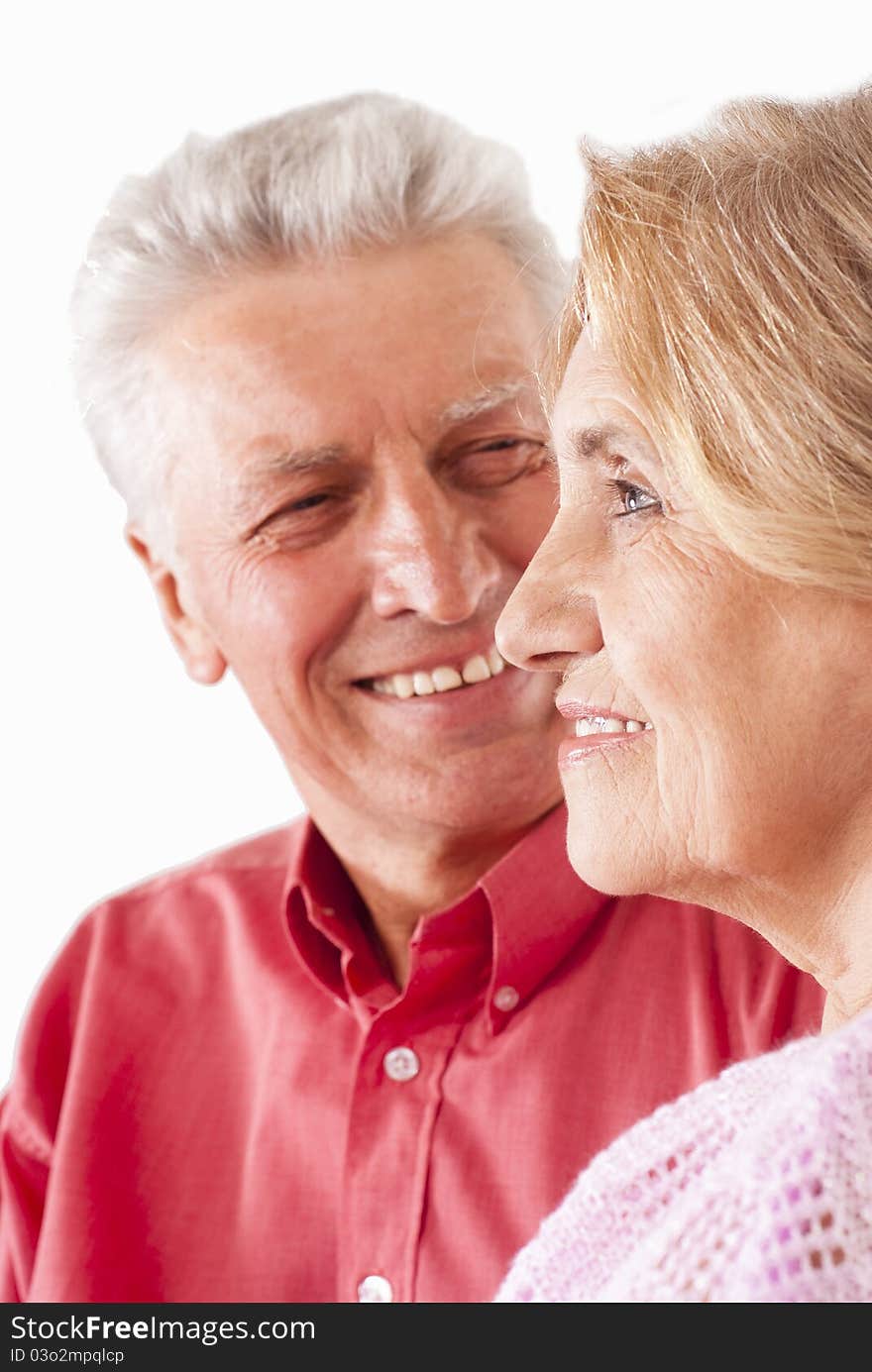 Nice elderly couple on a white background. Nice elderly couple on a white background