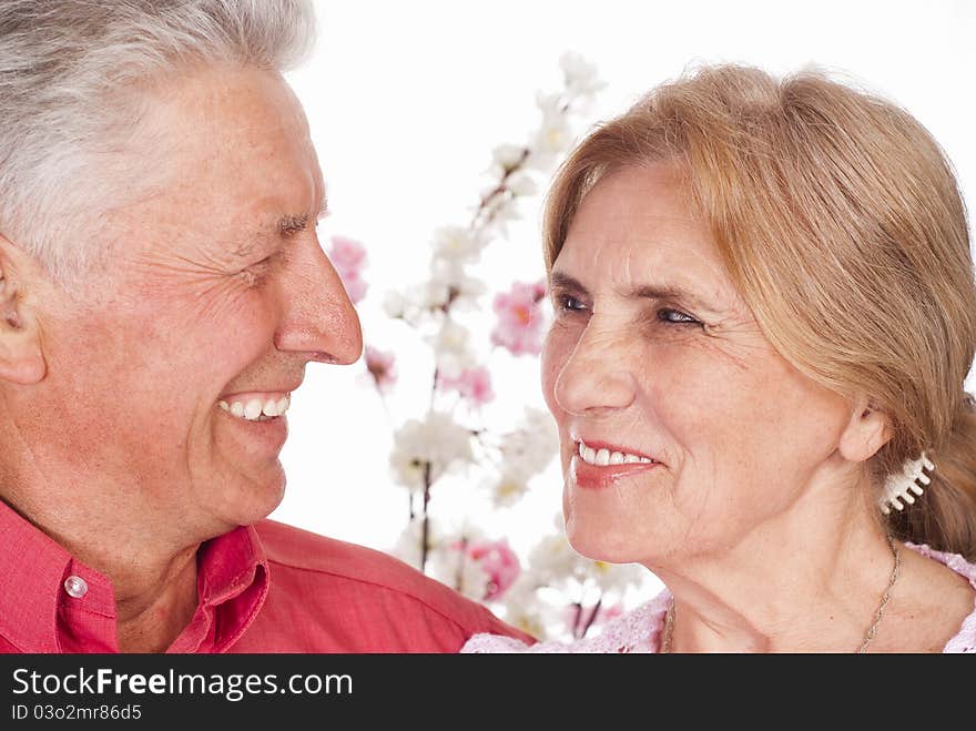 Nice elderly couple on a white background. Nice elderly couple on a white background