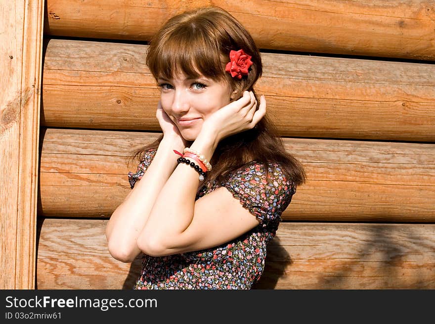 Girl walking outdoor in country side. Girl walking outdoor in country side