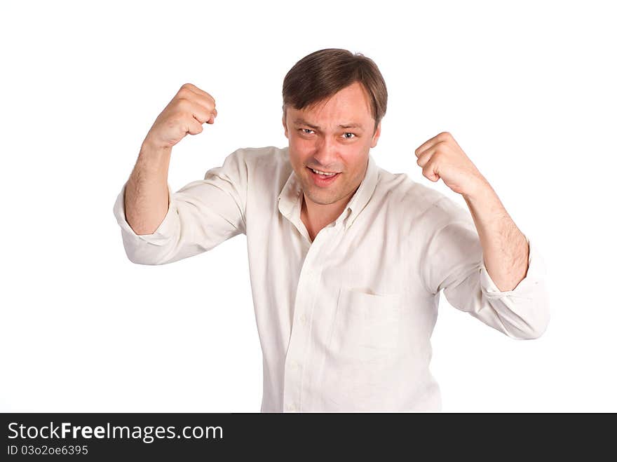 Portrait of a cute young man posing on white. Portrait of a cute young man posing on white