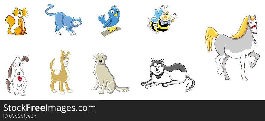 Cartoon illustration of a cute animals collection. Cartoon illustration of a cute animals collection