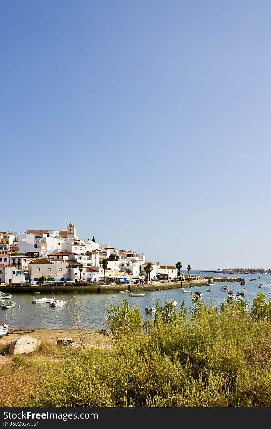 A little harbour of a little city in Portugal. A little harbour of a little city in Portugal