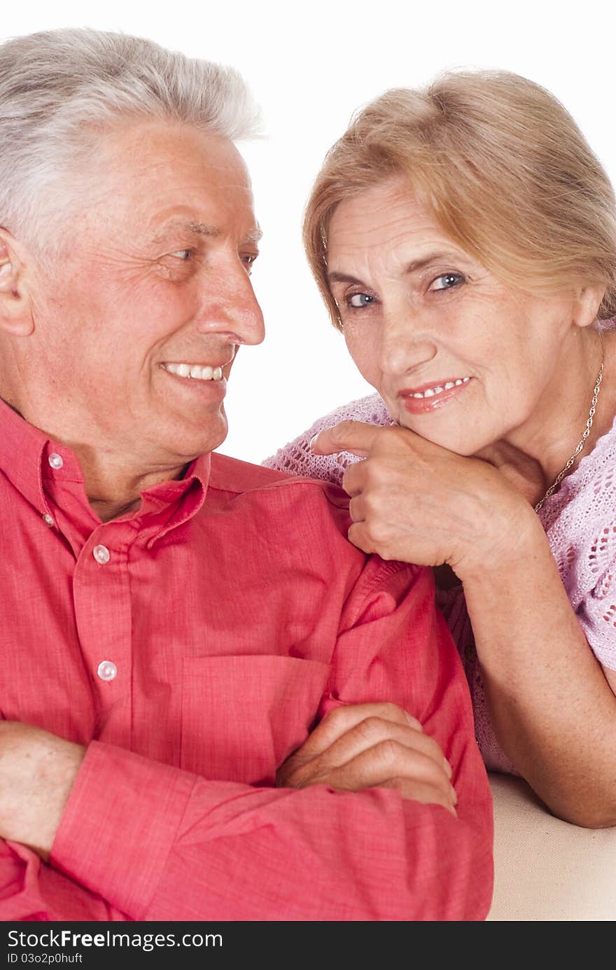 Nice elderly couple on a white background. Nice elderly couple on a white background