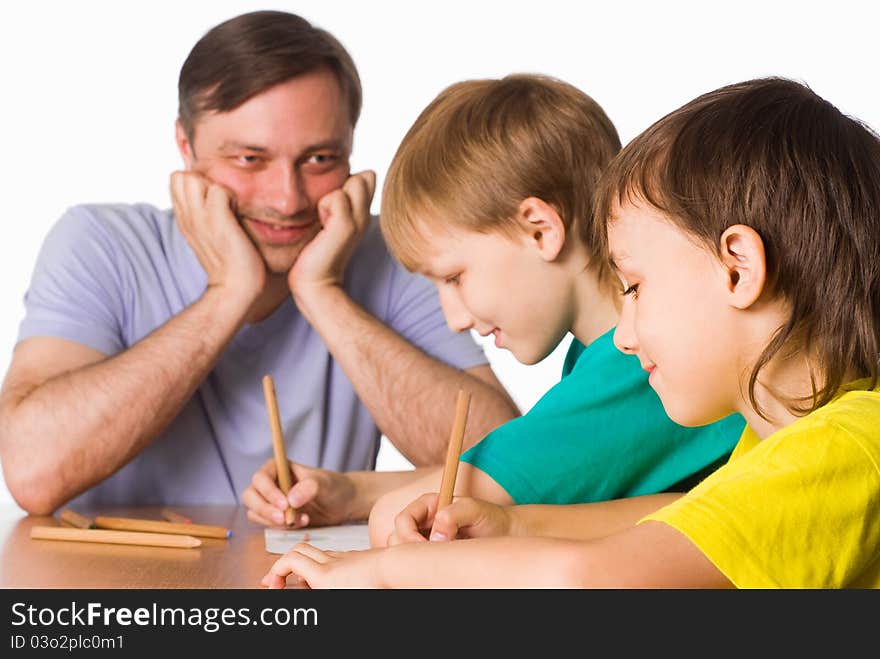 Dad draws with sons