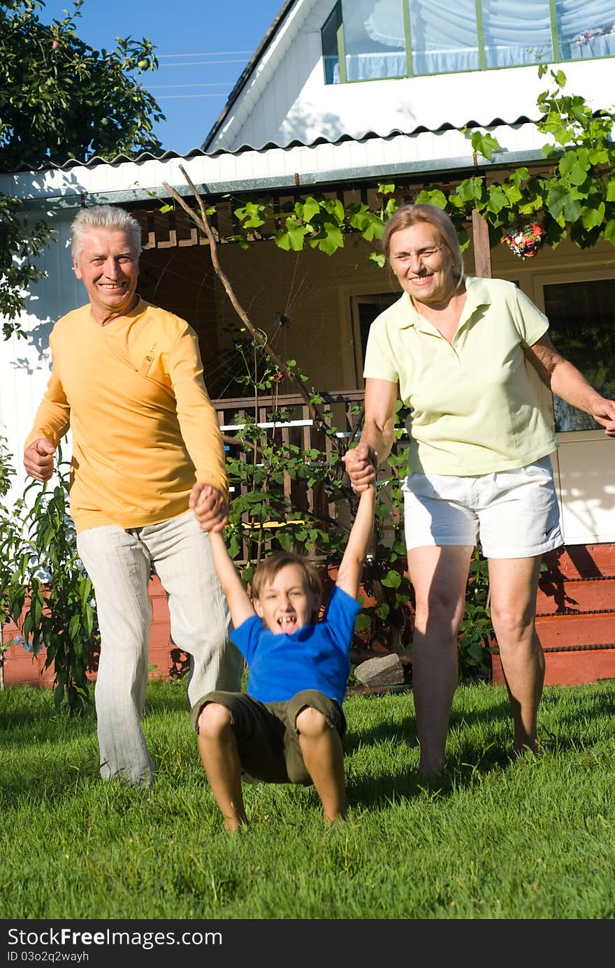 Boy and grandparents