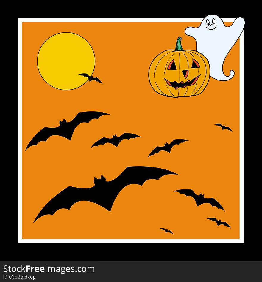 Cartoon illustration of a Halloween card