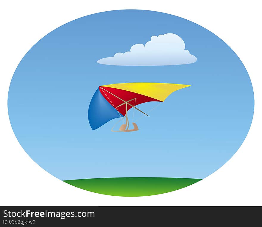 Cartoon illustration of a hang glider