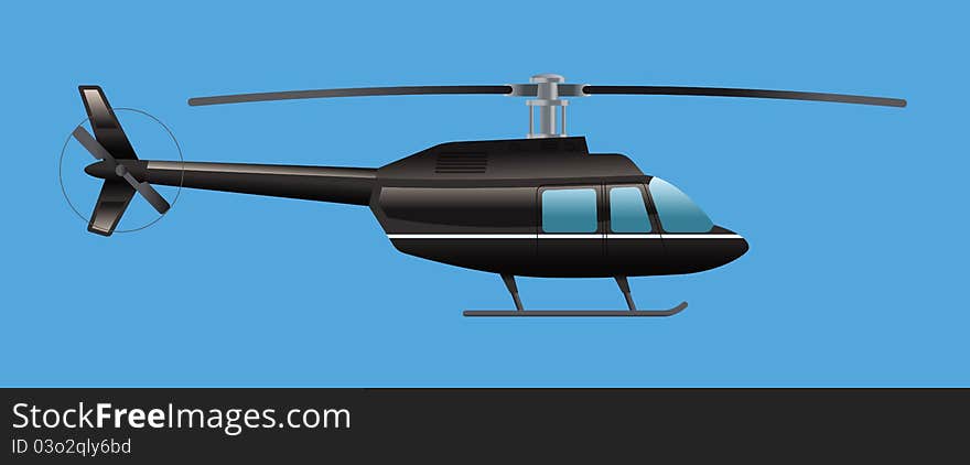 Cartoon illustration of a black helicopter