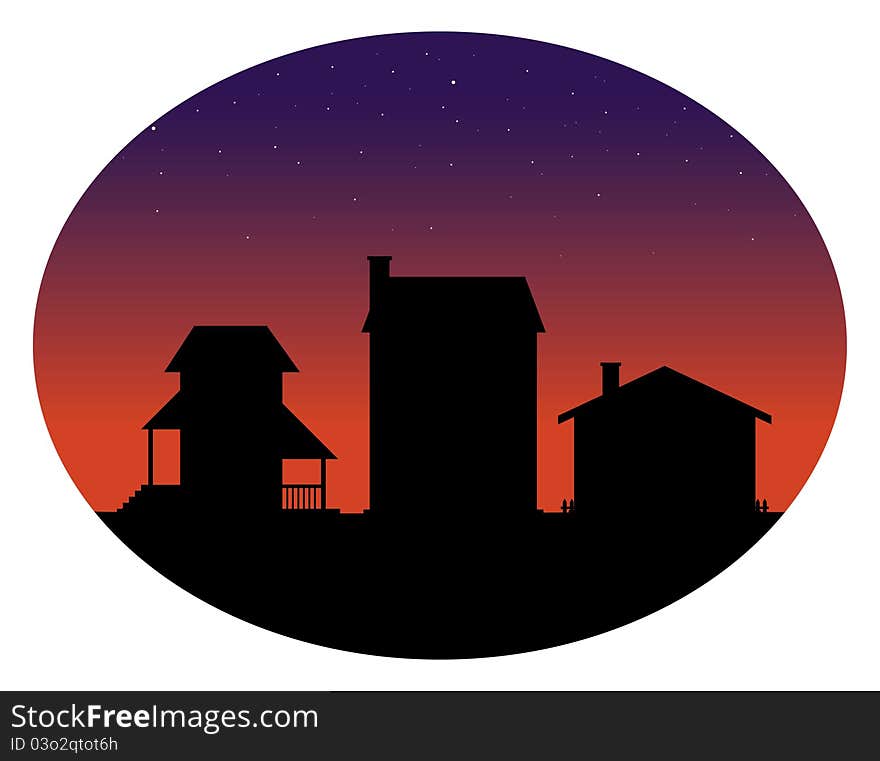 Cartoon illustration of a houses silhouette collection