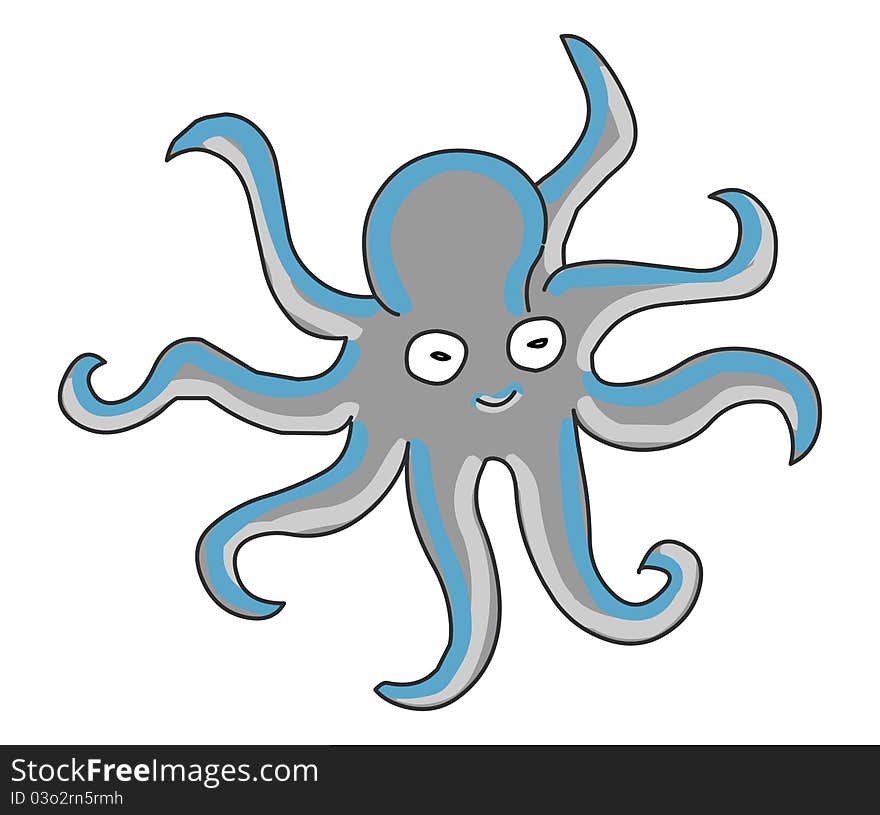 Cartoon illustration of an octopus