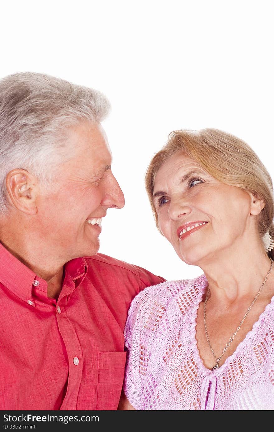 Nice elderly couple on a white background. Nice elderly couple on a white background