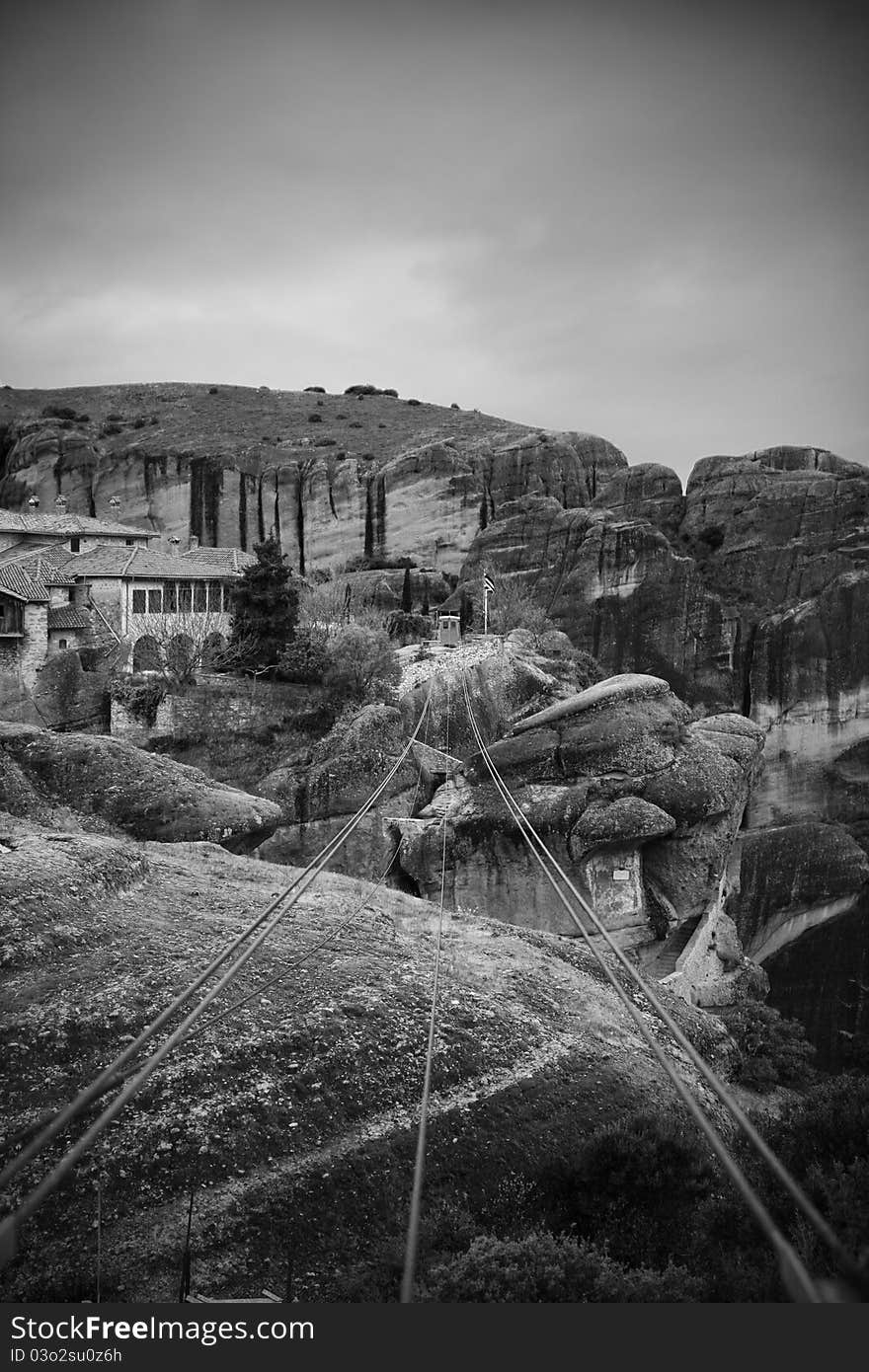 One of the many Meteora's monasteries in greece! Even the goods transportation is ancient!. One of the many Meteora's monasteries in greece! Even the goods transportation is ancient!