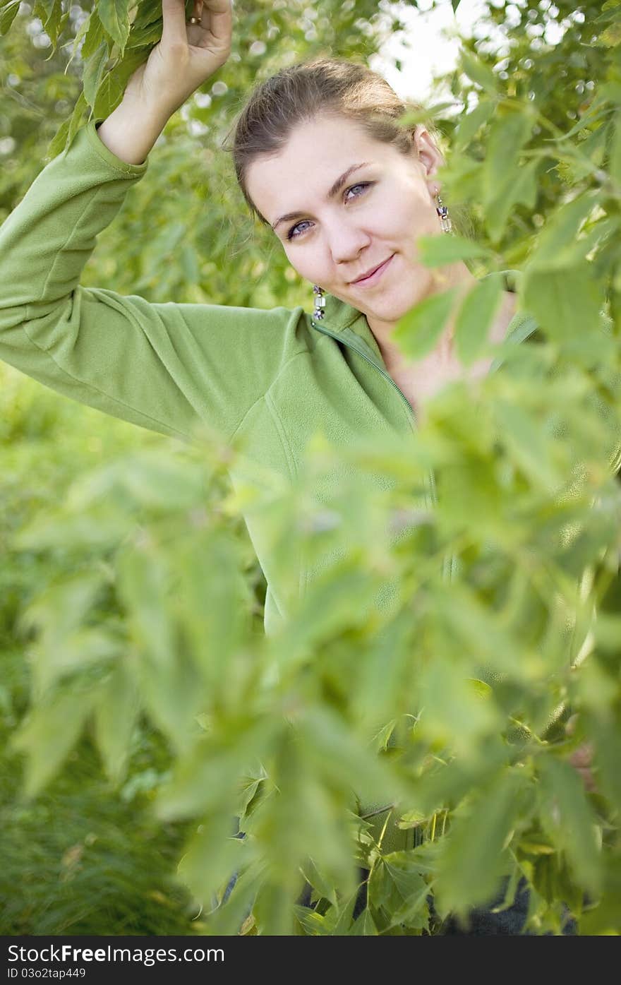 Beautiful women in green environment