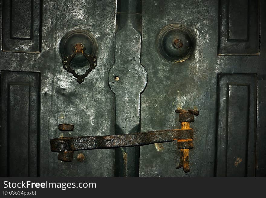 Old islamic door with lock. Old islamic door with lock