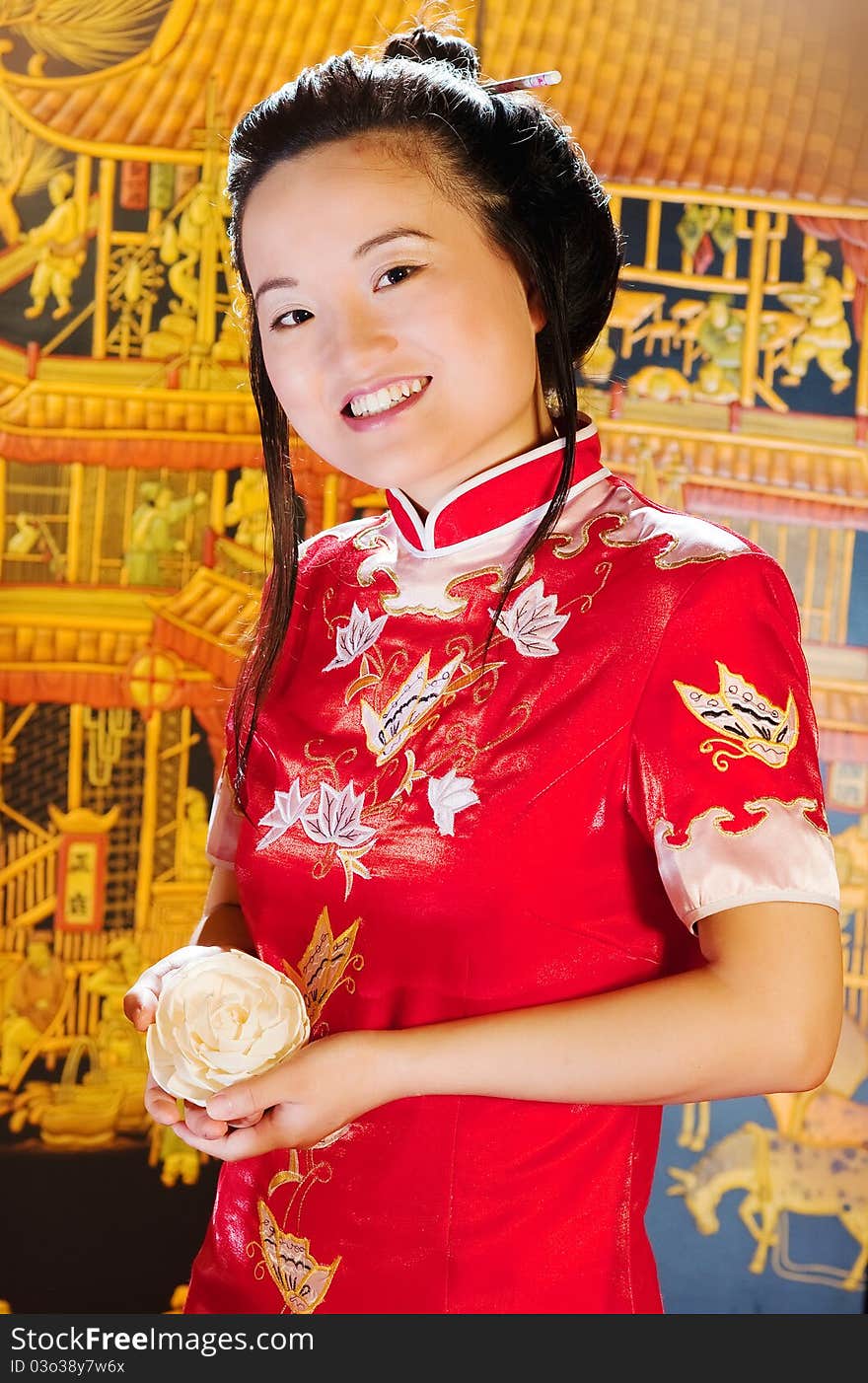 Oriental girl in traditional costume