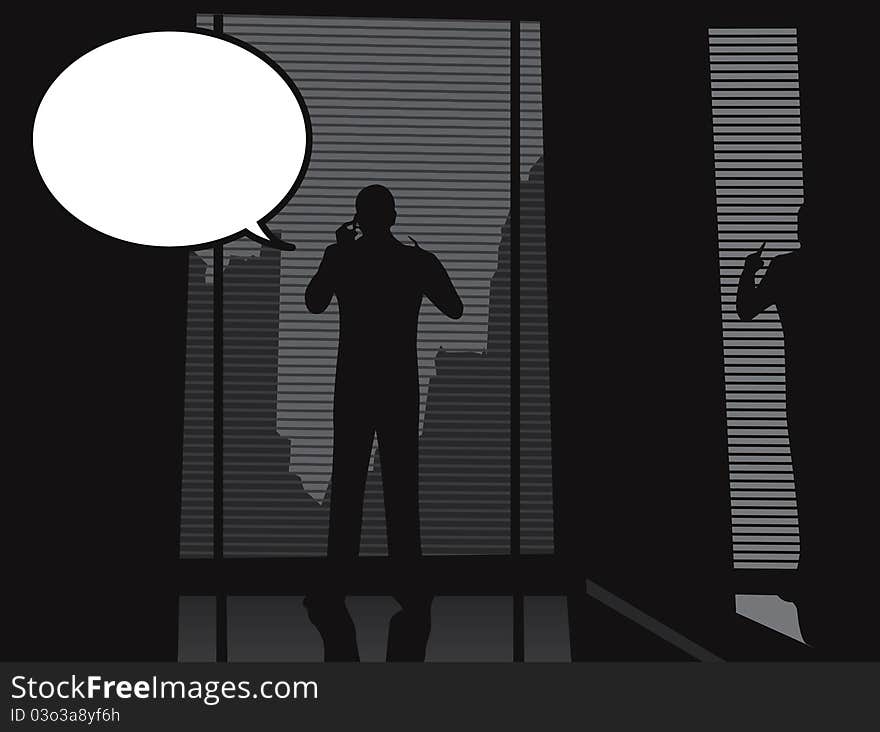 Silhouette business people are talking on the phone, illustration. Silhouette business people are talking on the phone, illustration