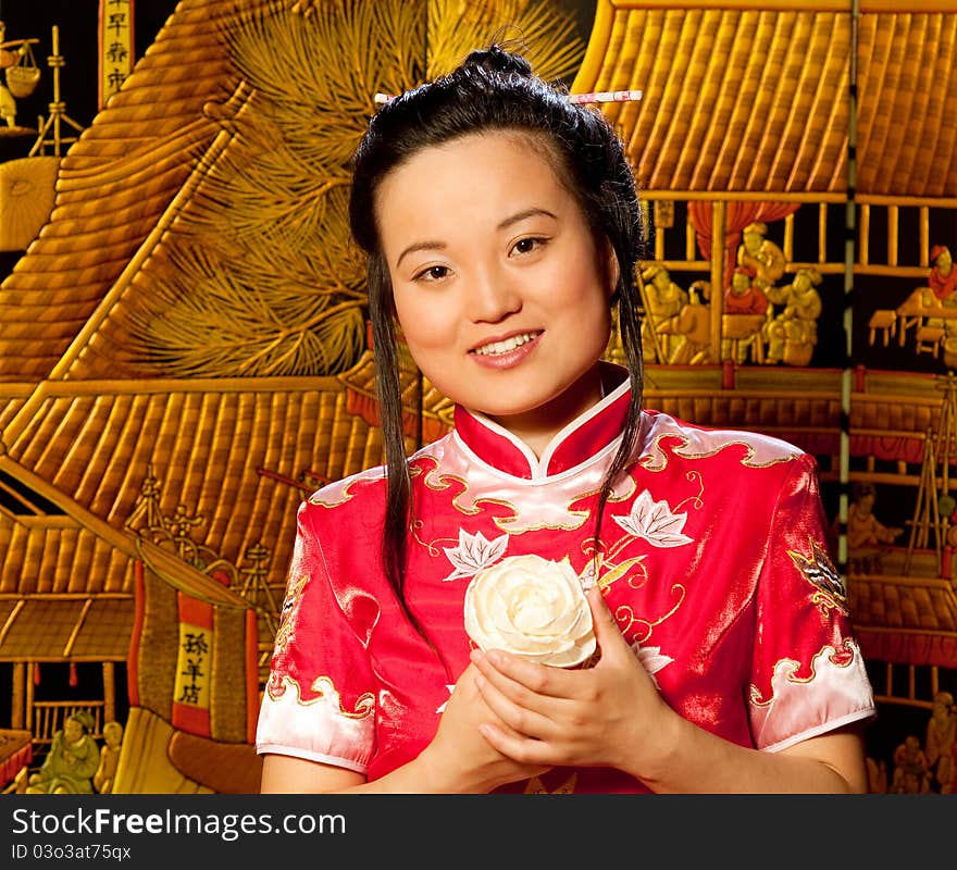 Oriental girl in traditional costume