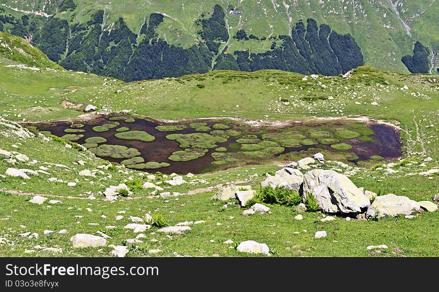 Small mountain lake in 7 lakes valley, Abkhazia