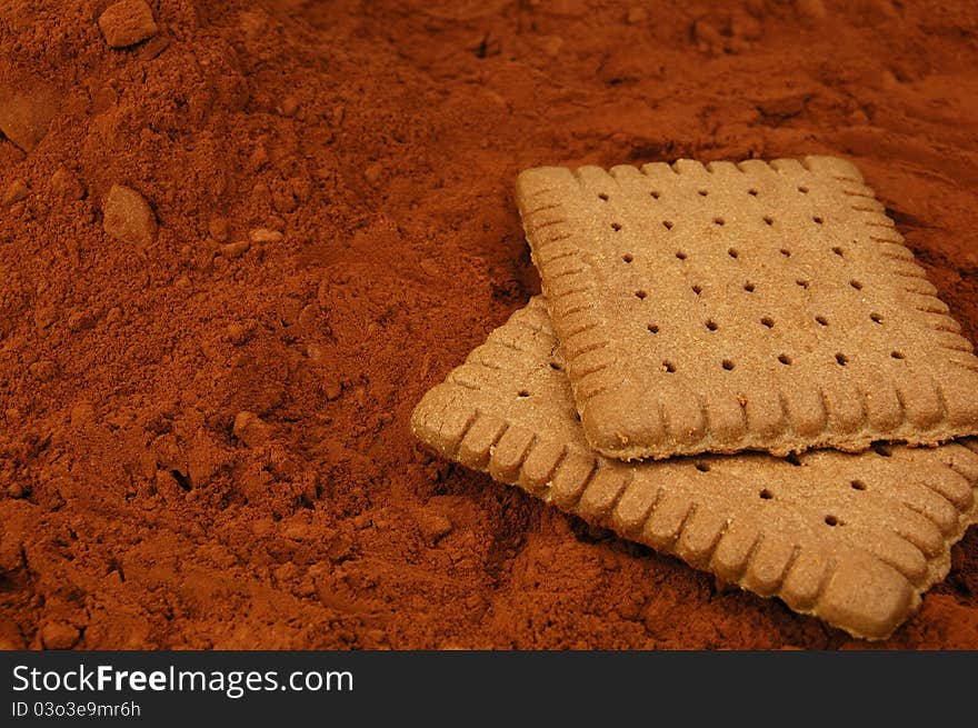 Cookies on white background, with cocoa. Cookies on white background, with cocoa