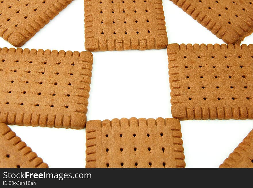 Cookies on white background, with cocoa. Cookies on white background, with cocoa