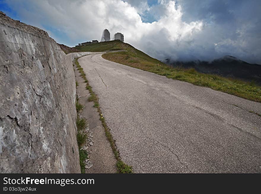 Ex Nato military post at the top of an hill, used during the cold war for communication. Ex Nato military post at the top of an hill, used during the cold war for communication