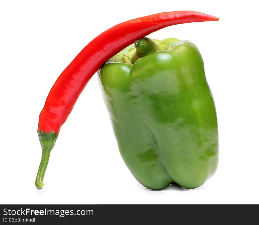 Color photo of red and green peppers. Color photo of red and green peppers