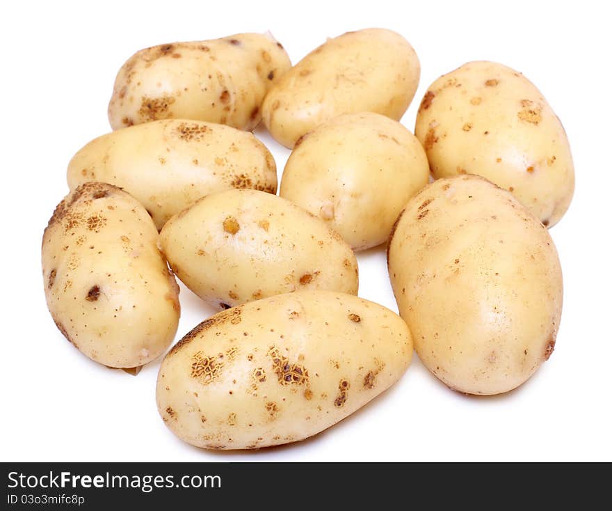 Color photograph of raw potatos