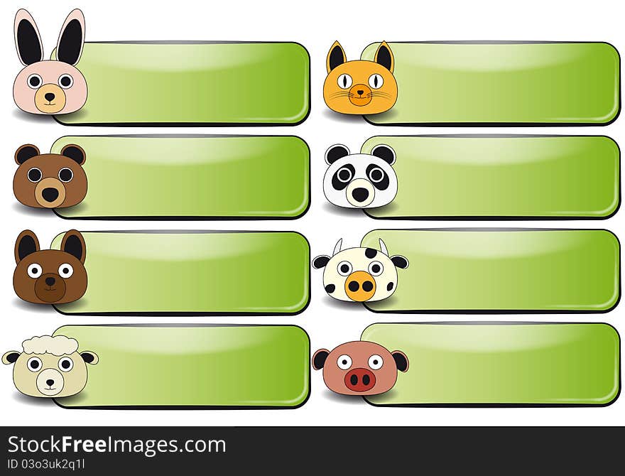 Illustration of banner with animal face of farm. Illustration of banner with animal face of farm