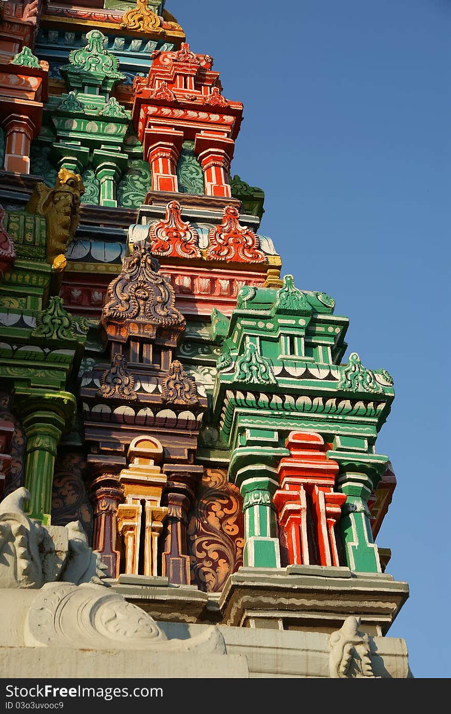 Traditional statues of gods and goddesses in the Hindu temple, south India, Kerala