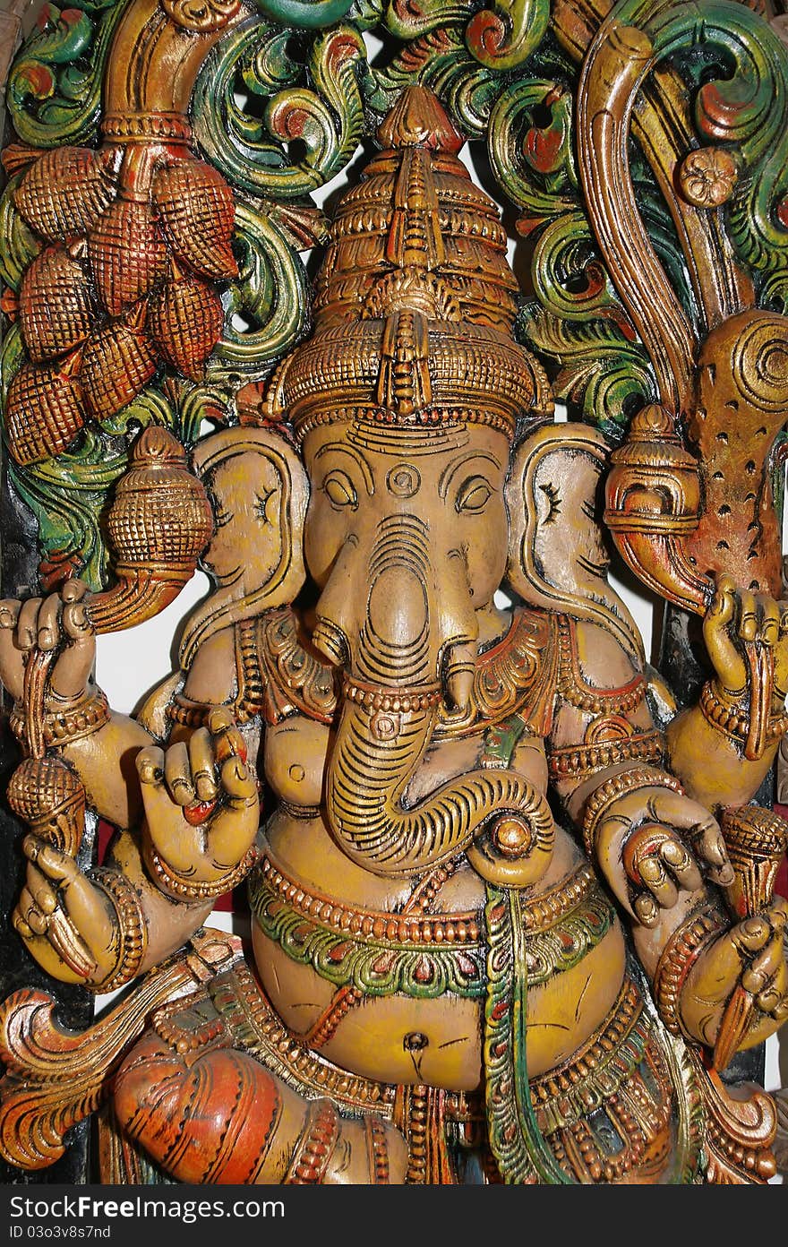 Wooden sculpture of Ganesha