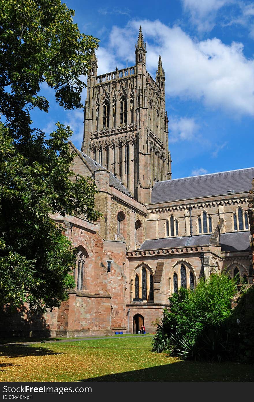 Worcester historical Cathedral in summer