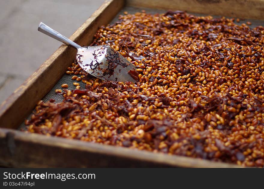 Soy sauce beans with dried bamboo shoots, one of the traditional foods in shanghai china