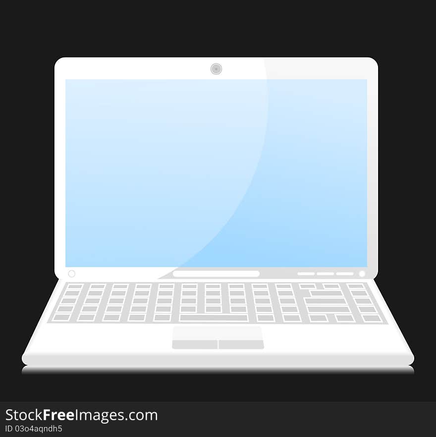 The white laptop on a black background. A vector illustration. The white laptop on a black background. A vector illustration