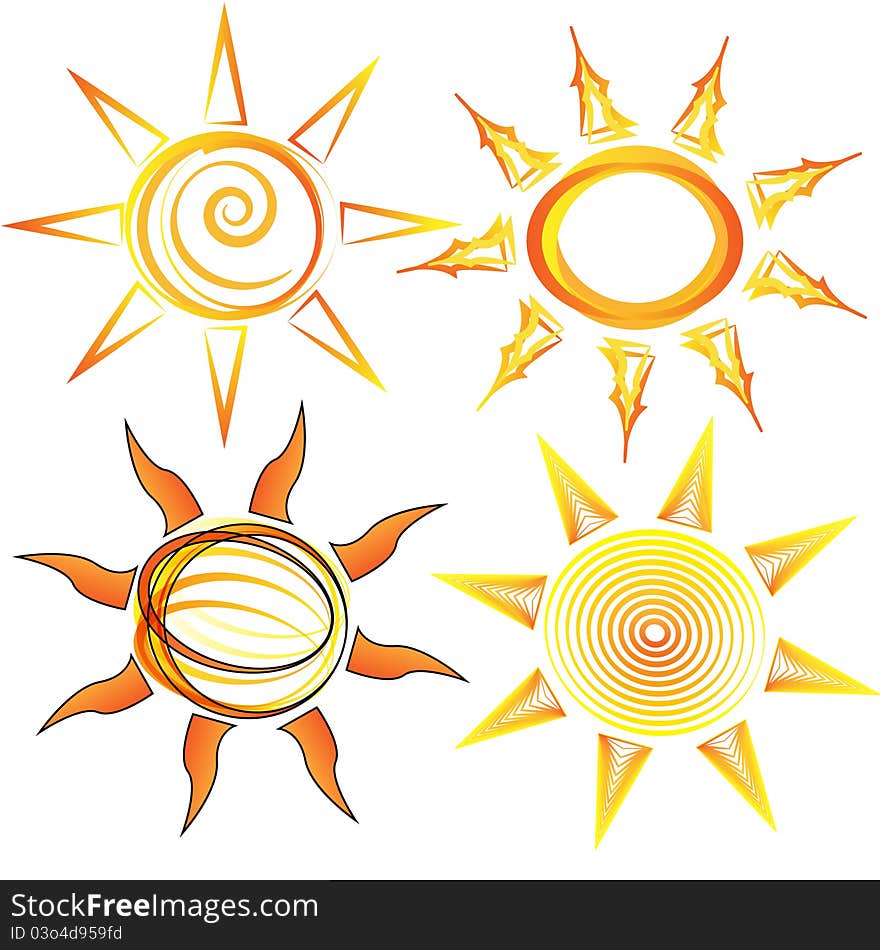 Set of 4 different sun styles. Set of 4 different sun styles