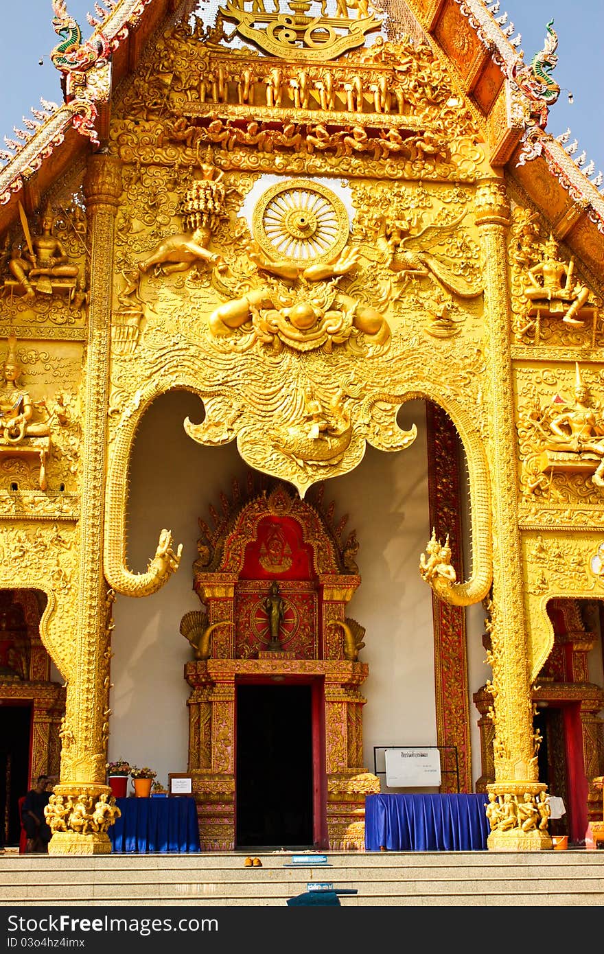 Thai golden church Wat Sir Pan Ton Temple, Nan Province, Thailand