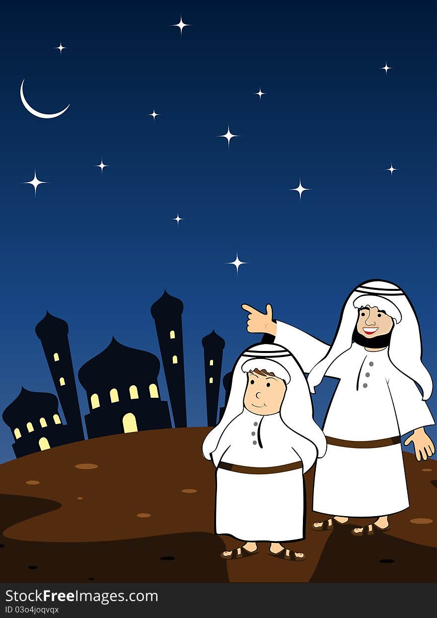 Arabic concept illustration for eid. Arabic concept illustration for eid