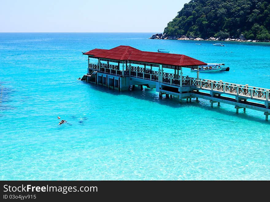 Malaysia's beautiful sea island pier. Malaysia's beautiful sea island pier