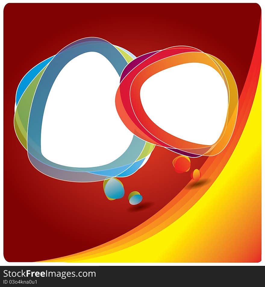 Abstract background with speech bubbles, red and yellow colors