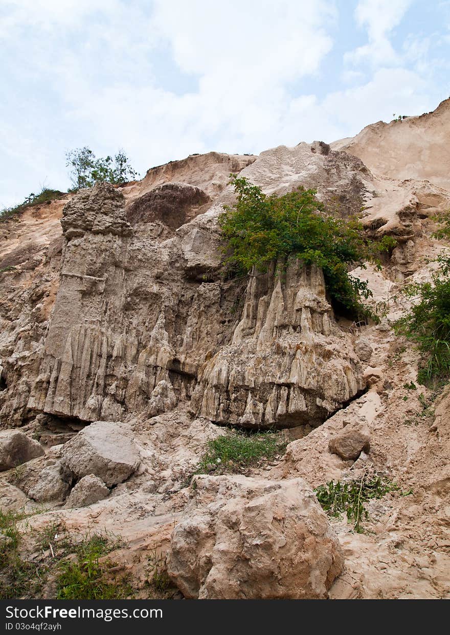 Wind and water erosion has created a fantastic landscape on the river, Fairy Stream , Ham Tien canyon, MuiNe, Vietnam