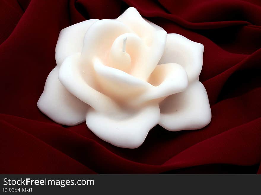 Candle in the shape of rose. Candle in the shape of rose