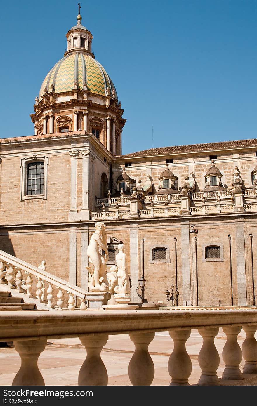 Statue Of Fountain Pretoria In Palermo